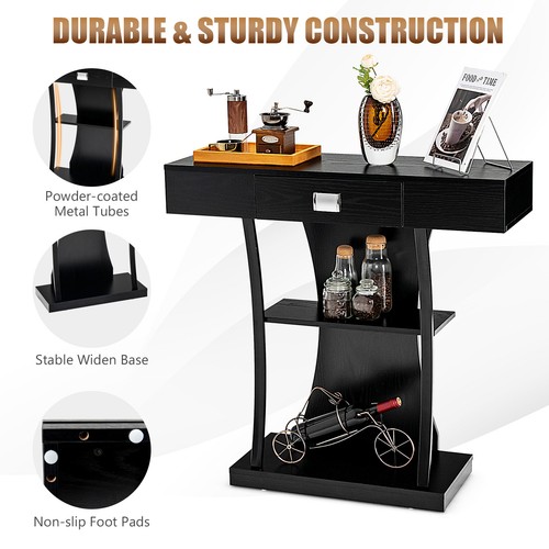 T-Shaped Console Table Entryway Accent Table with Drawer Shelves Living Room - Picture 3 of 20