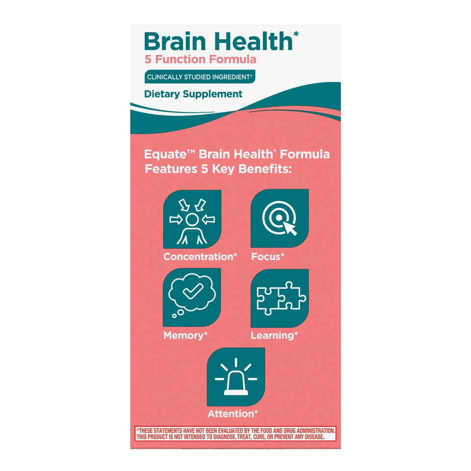 Equate brain health 5 function formula capsules dietary supplement 30