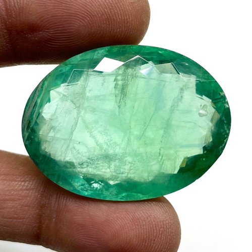 133.90 Cts Natural Fluorite 36x26mm Colombian Green Oval Cut Untreated Gemstone - Picture 23 of 23