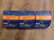 Leggs L'eggs Sheer Energy Off Black Size B Pantyhose Reinforced Toe 3 Pairs