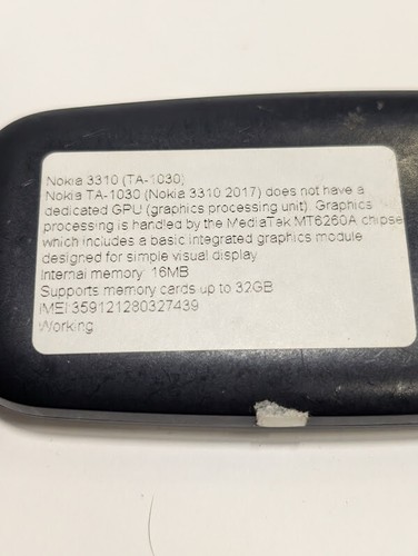 Nokia 3310 Phone - Working, Broken Screen, No Accessories - Afbeelding 8 van 8
