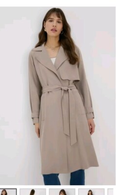 BNWT Matalan Papaya Draped Trench Coat Jacket Size S UK