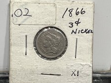 1866- Three 3 Cent Piece Nickel Coin