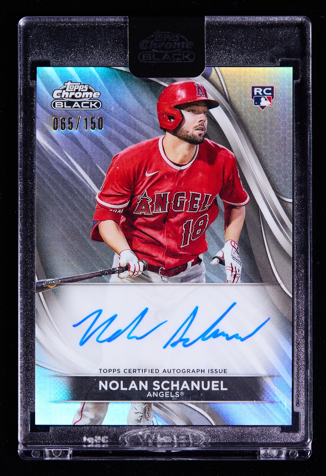 Nolan Schanuel RC 2024 Topps Chrome Black Rookie Auto Refractor 065/150 Angels
