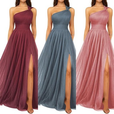 Princess Bridesmaid Dress One Shoulder Corset Formal Evening Party Dresses 