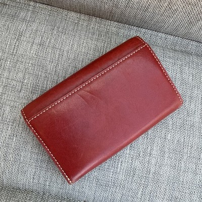 Coach 1941 Multifunction Red Leather Purse Snap Keychain Wallet