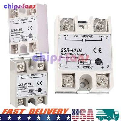 SSR DC3-32V to AC24-380V 25A/40A/60A SSR 25DA 40DA 60DA Solid State Relay Module