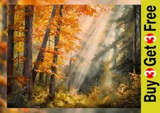 Golden Trees Autumn Light 5"x7" Print on Matte Paper | Peaceful Forest Painting