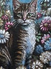 ACEO ORIGINAL Tabby Cat Kitten “Flower Child” Artist Jacob Landis 2024 Acrylic — photo 3