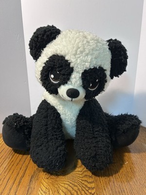Build a Bear Workshop Pawsome Panda Black White Shaggy Plush Glitter Eyes