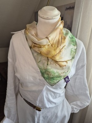 Hand-Painted Style Silk Scarf in Earth Tones   50 x 50 cmScarf, Headband Silk,
