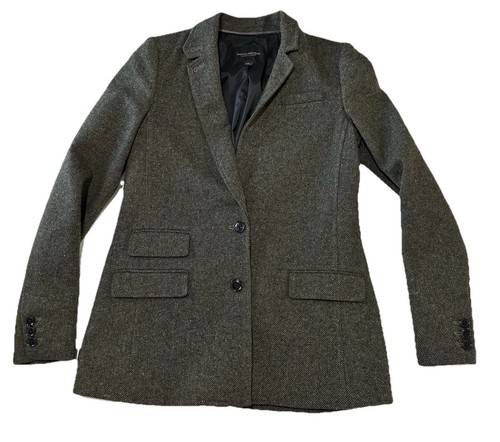 Womens Banana Republic Green Tweed Hacking Jacket Sport Coat Size 0