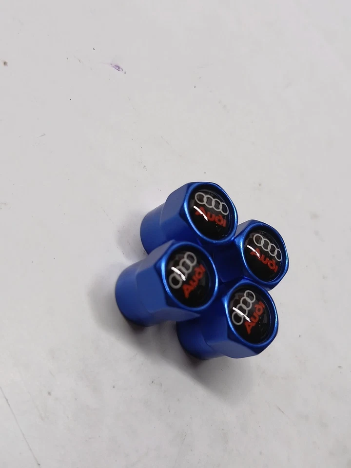 Tire Valve Stem Caps for Audi S3 A3 RS3 A4 A5 A6 A7 RS7 A8 Q3 BLUE Foto 3 de 3