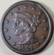 1844 Braided Hair Large Cent - ** VF+ **