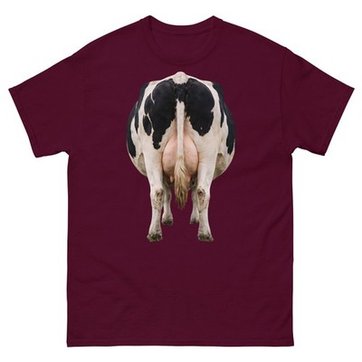 AssBackwards Cow T-Shirt Funny Animal Graphic Tee Front & Back Print