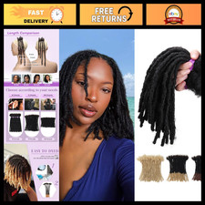 40 Strands 10" Interlocking Loc Extensions Human Hair Dreadlocks 1B Color