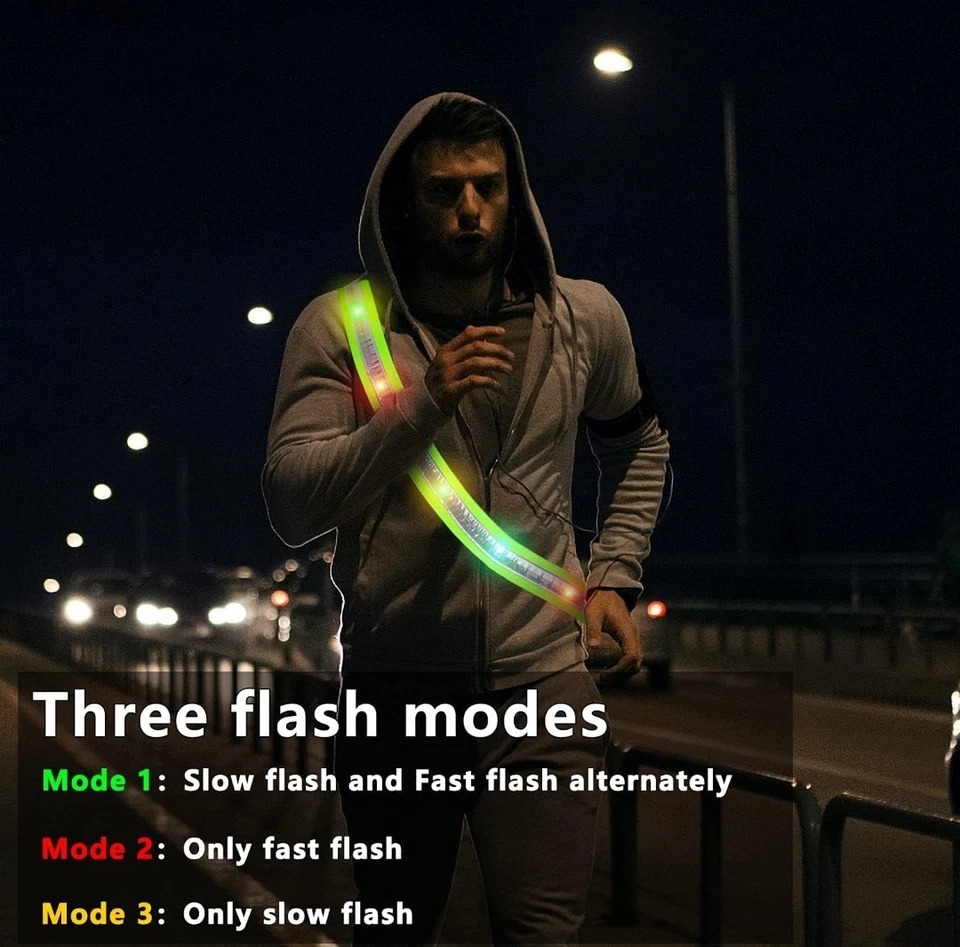 Led Night Running Gear High Visibility Led Flashing Sash Outdoor Running Cycling - Image 2 of 4