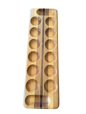 Vintage David Levy Wooden Mancala Game Board 19.5&rdquo; Handmade Davis CA MCM