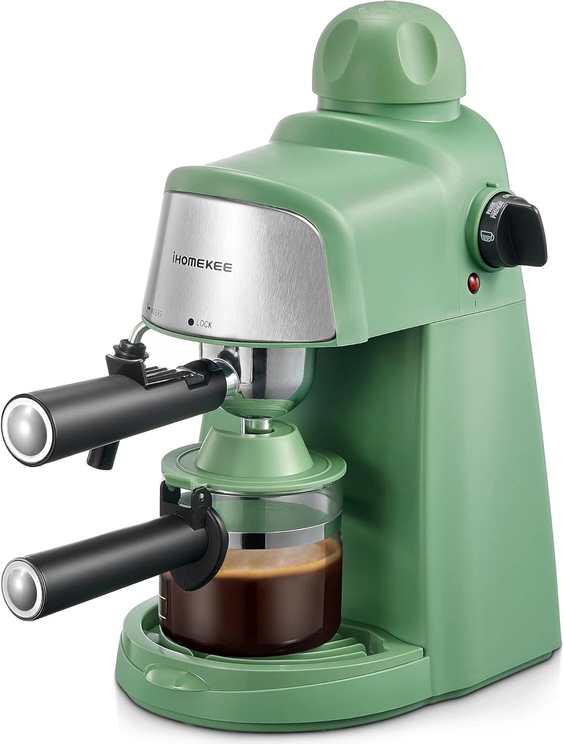 Green 3.5Bar Espresso Machine with Milk Frother & Steam Wand, 4 Cups