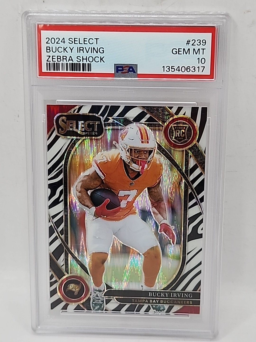 2024 Select Bucky Irving Zebra Shock #239 PSA 10 Graded Football Card
