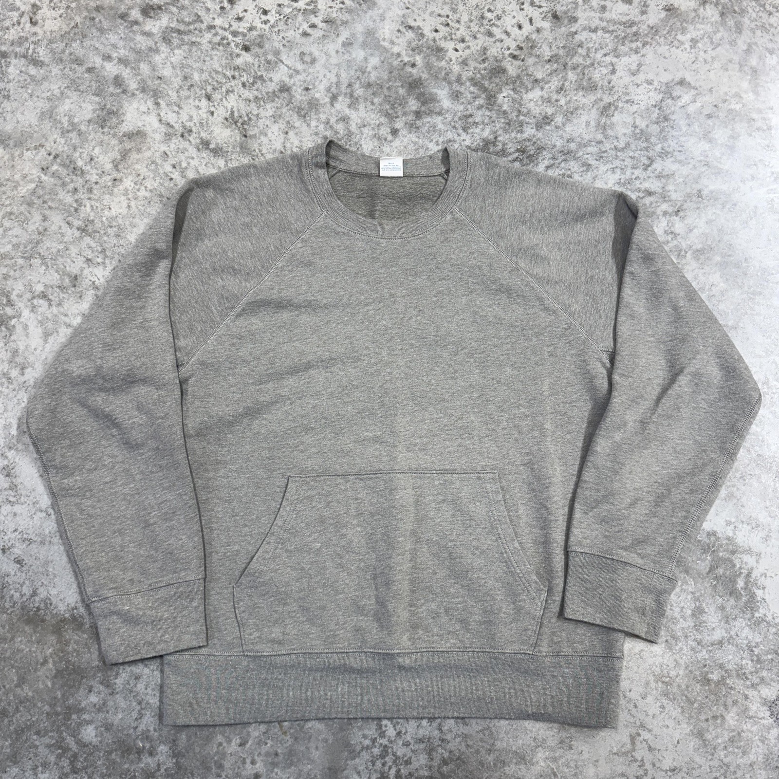 J.Crew Sweatshirt Mens Large Gray Fleece Raglan Crewneck Kangaroo Pocket