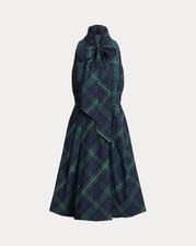 ❗️NUEVO CON ETIQUETAS 🇺🇸 Lauren Ralph Lauren Cuadros Cuello Corbata Tafetán Cóctel Talla 4