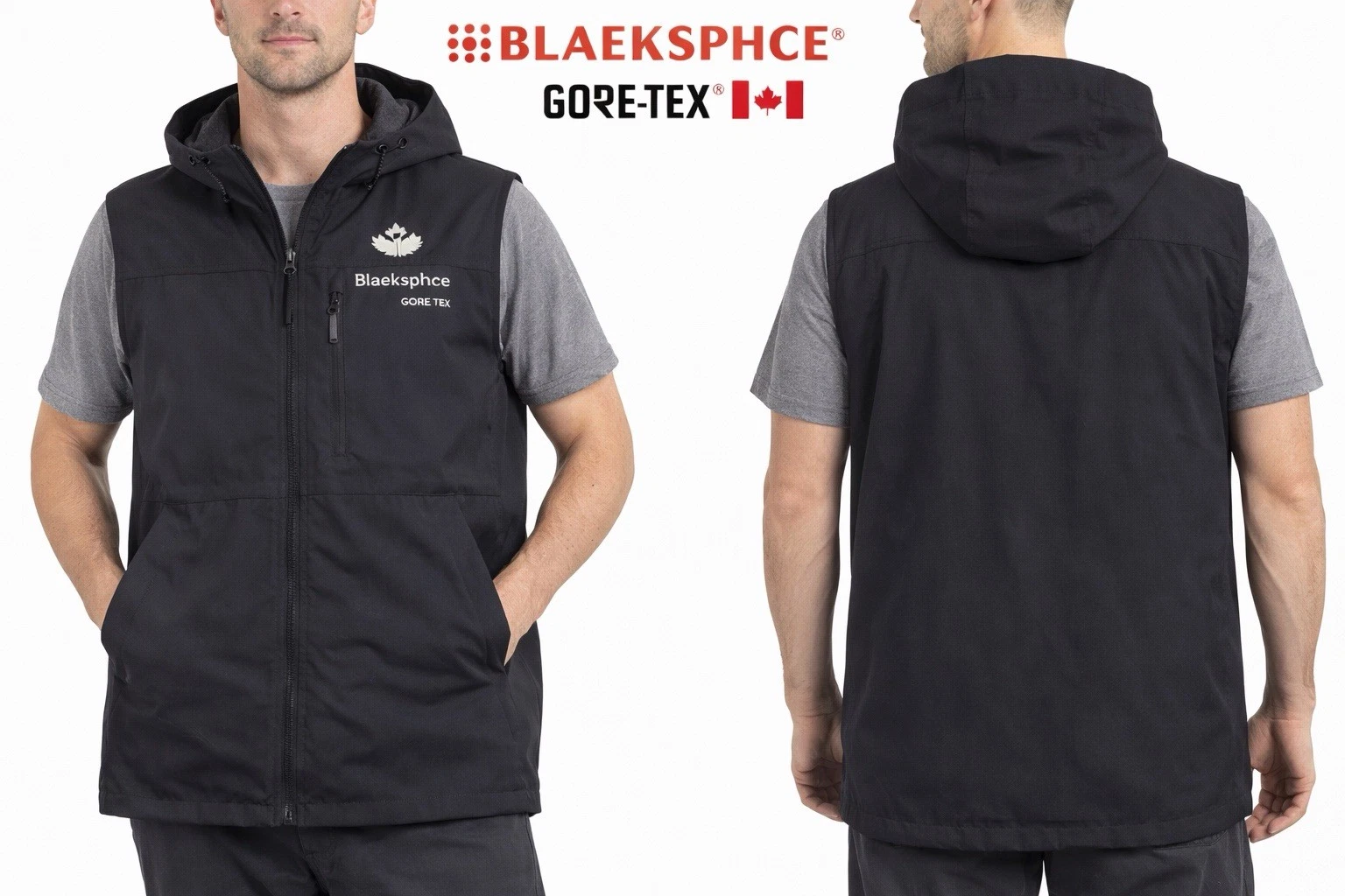 Blaeksphce Canada Men’s Small Gore-Tex Removable Hood Vest Black Quilted Quality