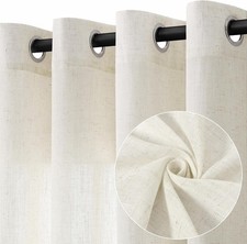 Natural Cream Linen Curtains 84 Inch Length 2 Panels Living Room Bedroom Light