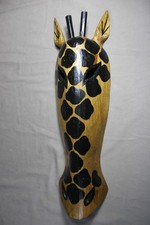 Wooden 19 1/4" Tall Giraffe Mask, Hanging Wall Decor