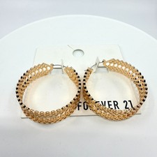 Forever 21 Gold Tone Layered Multi Chain Fringe Dangle Drop Earring Statement