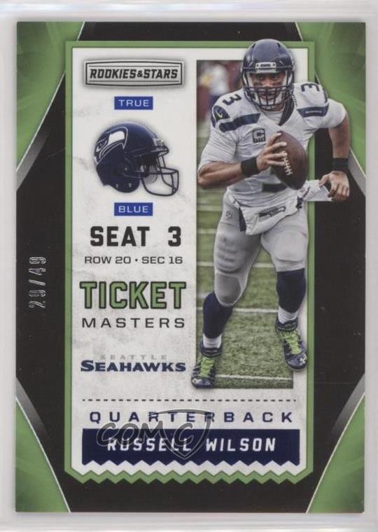 2016 Panini Rookies & Stars Ticket Masters True Blue 29/49 Russell Wilson 0w1