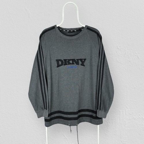 DKNY, Vintage DKNY Grey Sweatshirt Embroidered Spell Out Mens Large