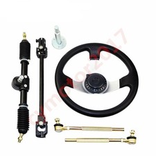 Go Kart Steering Wheel Shaft Assembly Tie Rod Gear Rack Pinion ATV Buggy Quad US