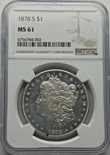 1878-S $1 Silver Morgan Dollar Coin MS 61 NGC Certified