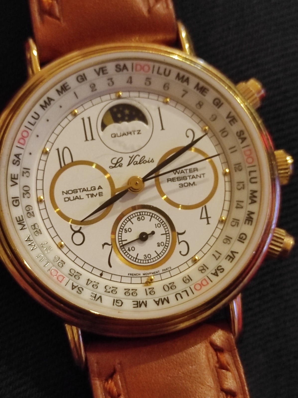 TIME Vintage 1MICRON LE WATCH NOSTALGIA PLATED VALOIS GOLD DUAL - vintagewatches.pk