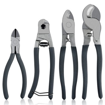 Wire Cable Cutters Set (Heavy Duty Industrial 4 Piece Set) Includes 10'' & 8'' ...