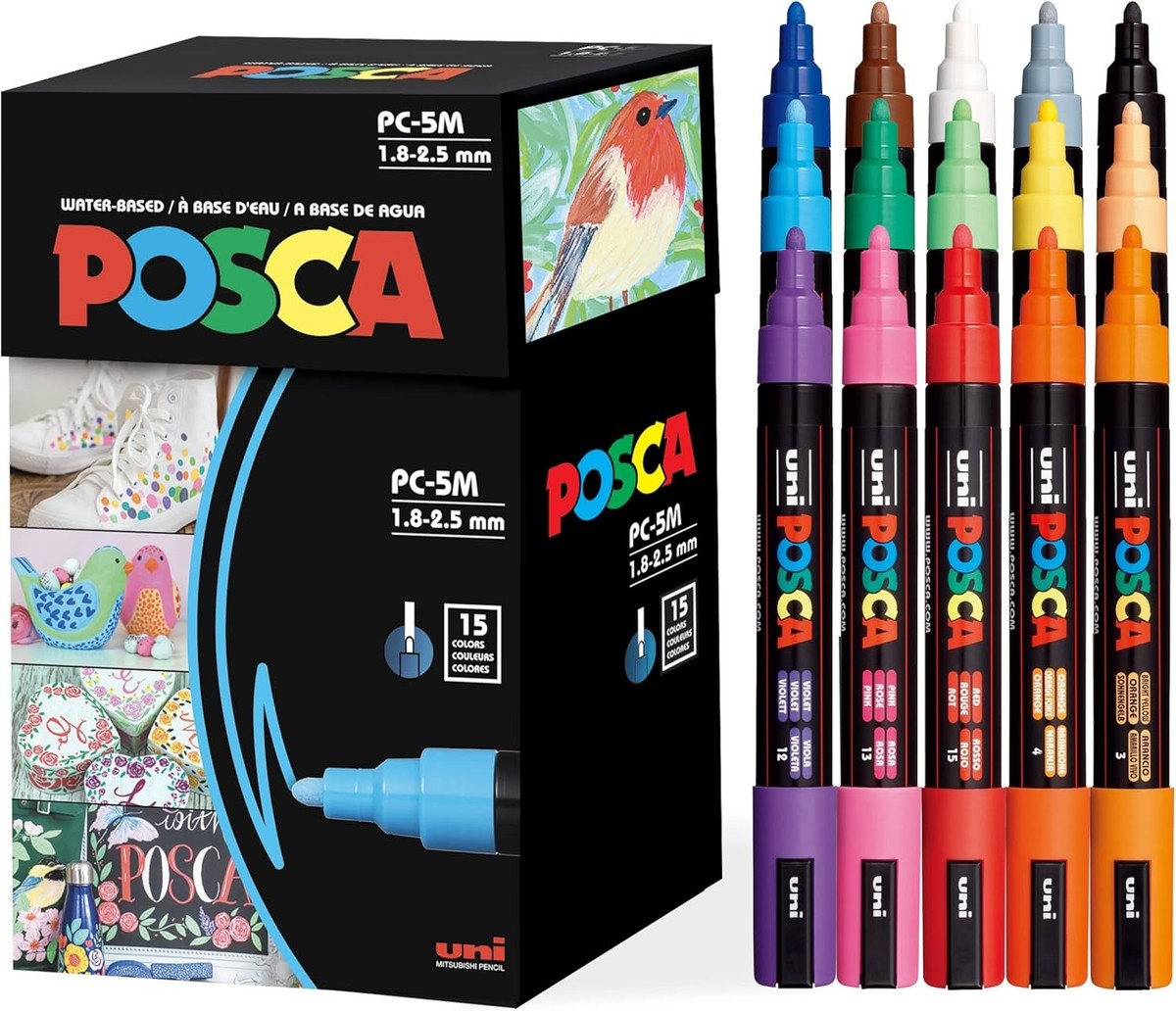 Posca Paint Art Markers, Set of 15 5M Medium 15 Count (Pack 1