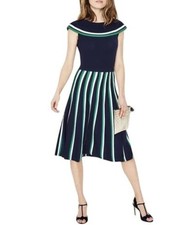 Boden Margie Striped Sleeveless Knit Midi Dress Navy Green Women’s US 4