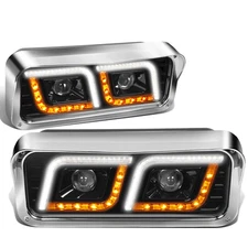 [LED DRL+Signal]Fit 81-19 Western Star 4800 Kenworth W900 Projector Headlight