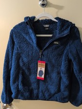 Eddie Bauer Youth Kid's High Pile Plush Hooded Full Zip Jacket Blue M 10/12