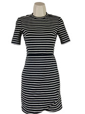 Topshop Women’s Dress Black White Striped Back Zip Size 4