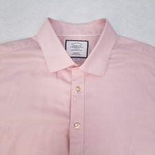 Charles Tyrwhitt Dress Shirt Mens 17.5 35 Pink Classic Fit Egyptian Cotton Luxe