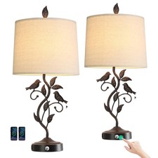 27" Set of 2 Touch Farmhouse Table Lamps for Living Room with 3-Way Dimmable ...