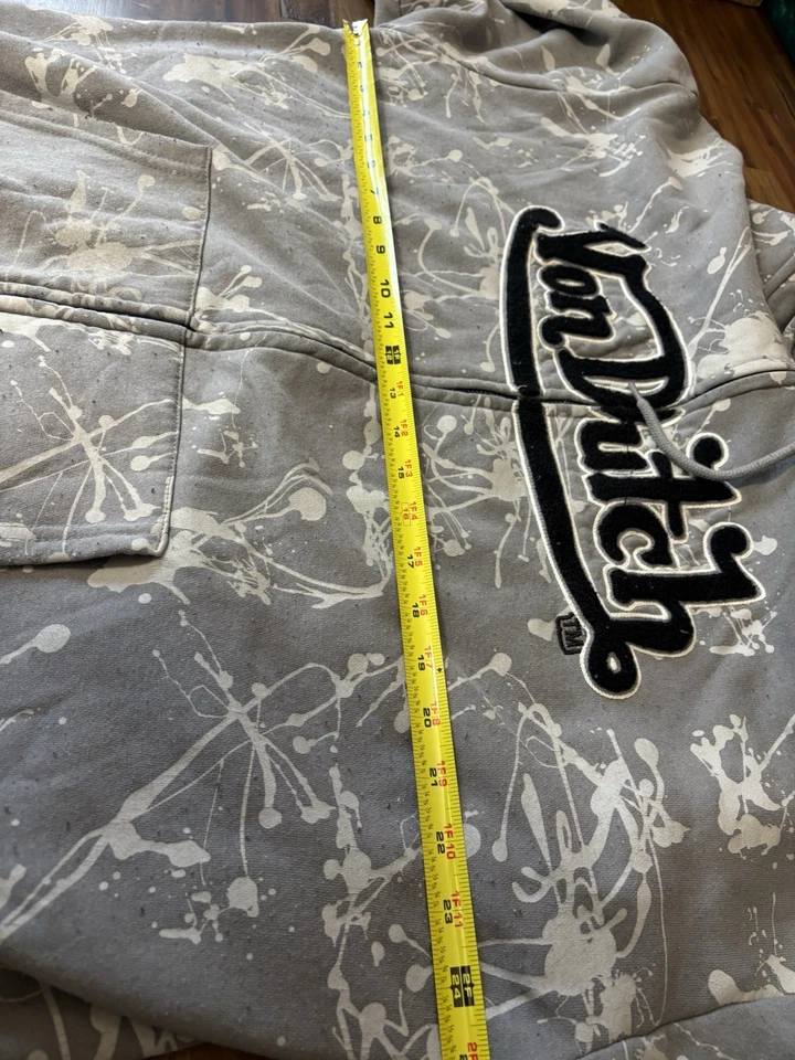 Von 荷兰全拉链连帽衫,黑白油漆飞溅设计。3XL — 第 2/4 张图片