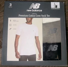 New Balance ~ Men's 3-Pack T-Shirts Crew Neck Undershirts Cotton Blend ~ L