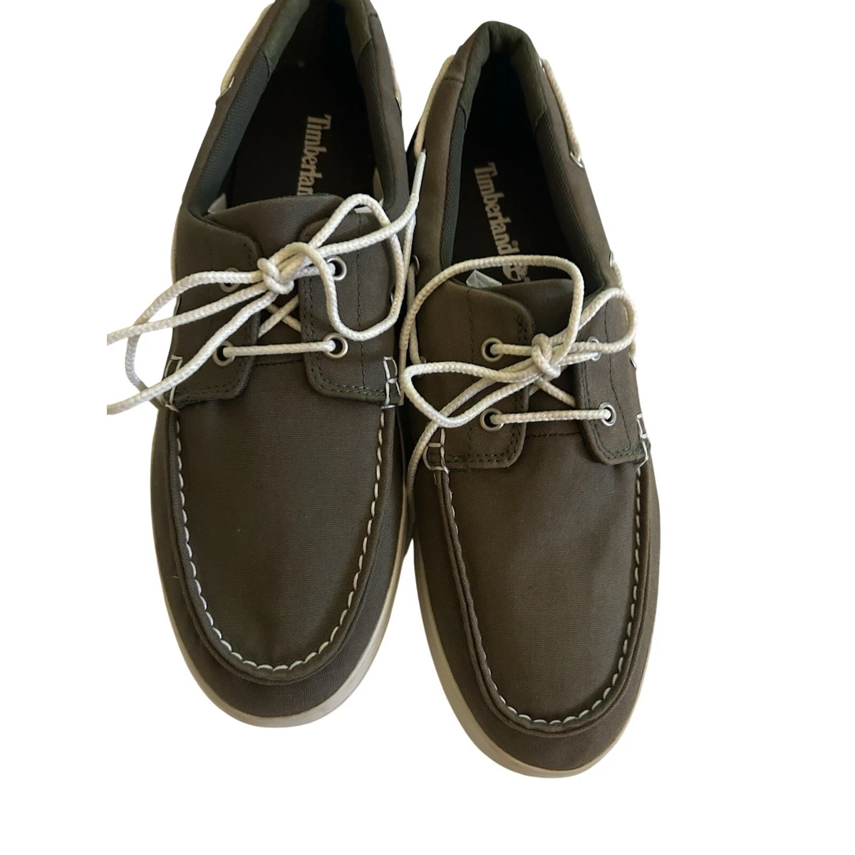 Timberland Beige Canvas Boat Shoes Moc Toe Lace Up Casual Sneakers Men\'s Sz 10.5 Men main image 2