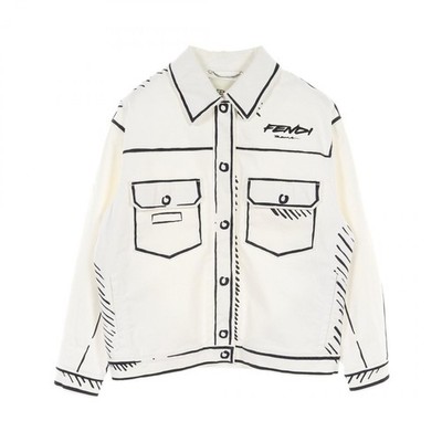 FENDI Joshua Vides Denim Jacket #40 FLF545 cotton White Black Used