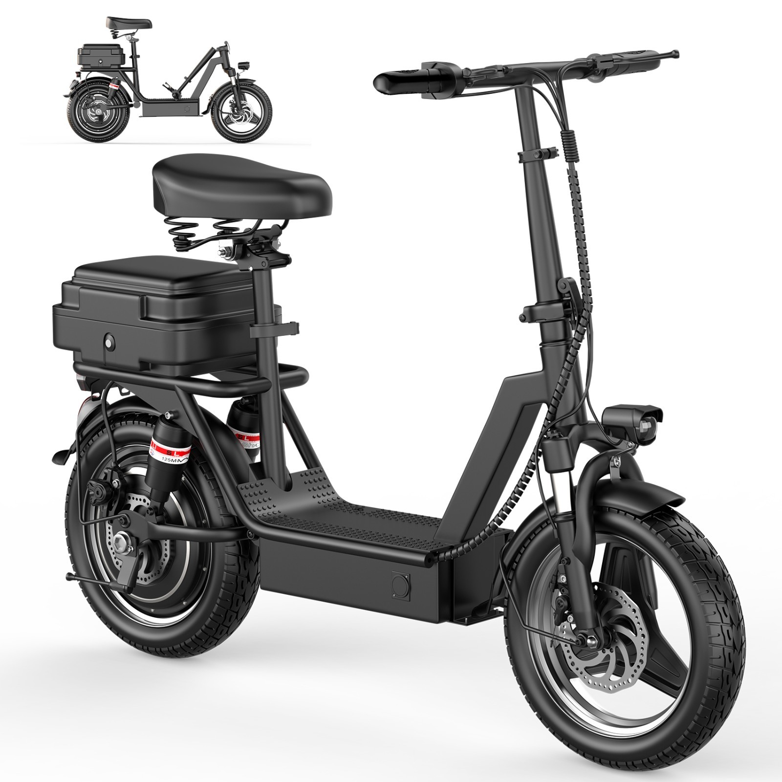 Electric Scooter Adults 25 MPH 43 Miles Range 14'' 1500W E-Scooter with Seat