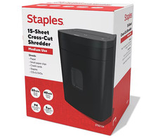 Staples 15-Sheet Cross-Cut Multi-Media Shredder - ST62154 - Free Shipping