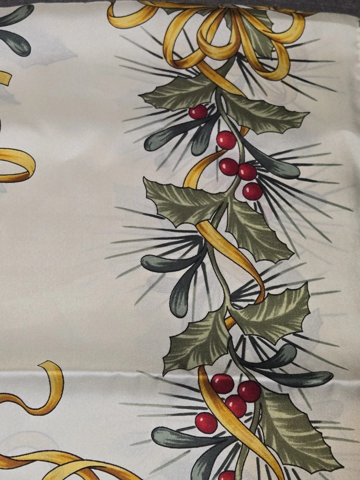 Oscar de la Renta Christmas Theme 100% Silk Scarf- 35.5" x 35.5" - Image 4 of 4